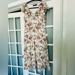 Ralph Lauren Cream Midi Dress with Rust Floral Print